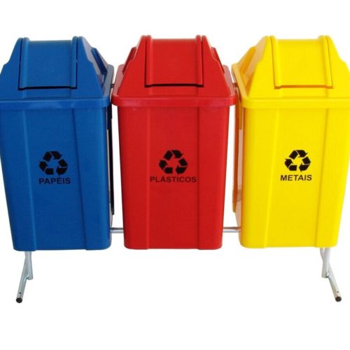 Conjunto Para Coleta Seletiva 60L ou100L Com 3 Lixeiras